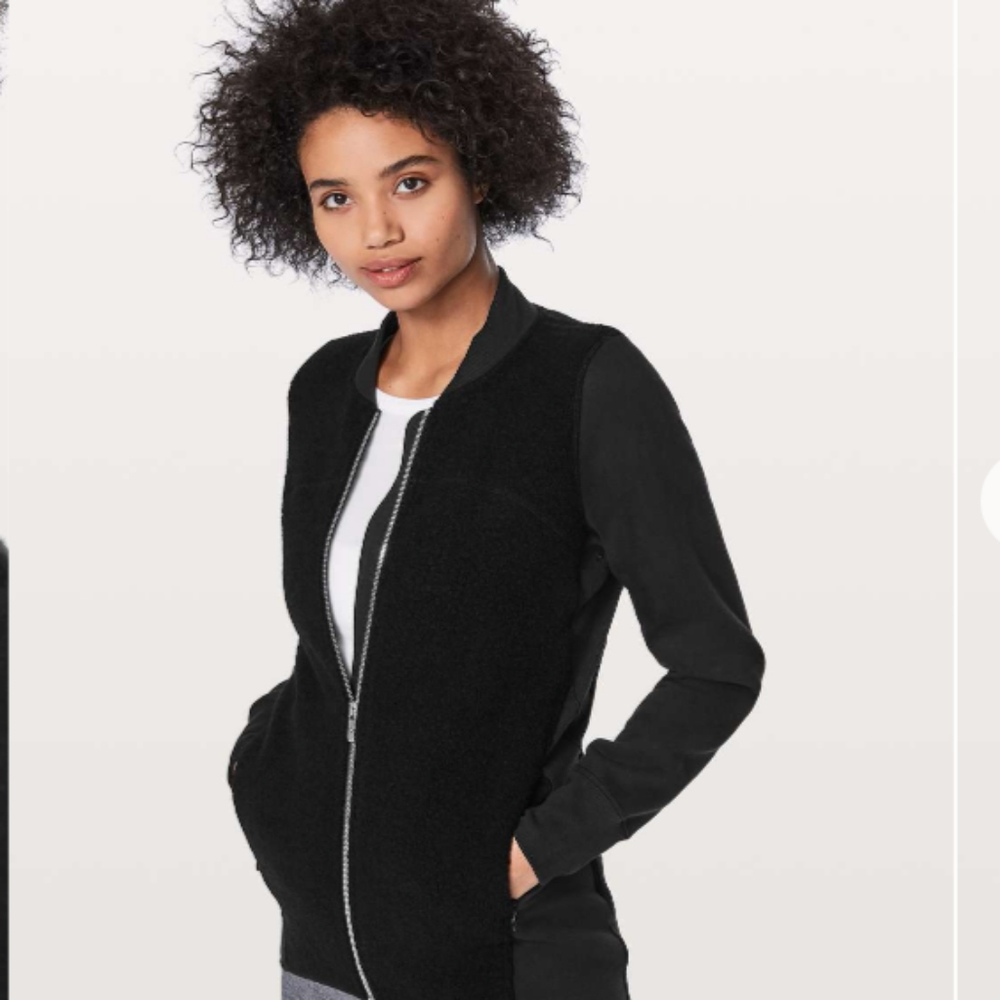 Lululemon Stand Out Sherpa black wool and cotton jacket
